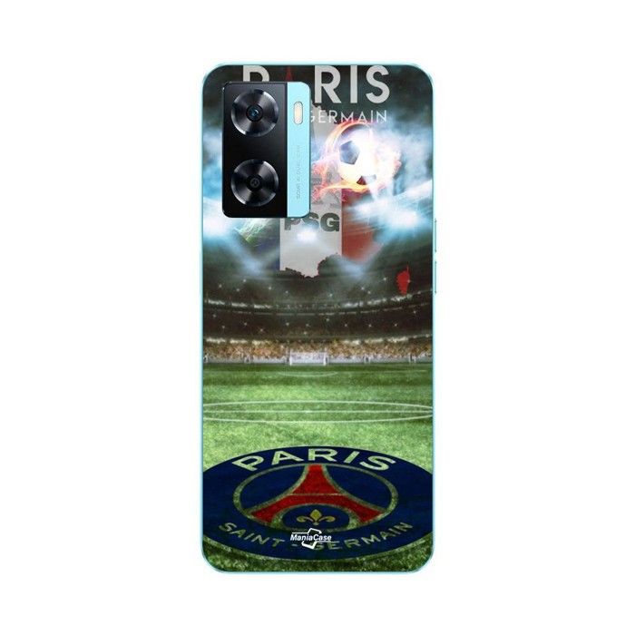 Coque de téléphone - MANIACASE - Oppo A57s 4G - Noir - Silicone TPU - Paris Saint Germain Benfica