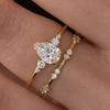 Luxury Teardrop CZ White Zircon Engagement Rings Set for Women Vintage Gold Color Bridal Wedding Bands Party Jewelry