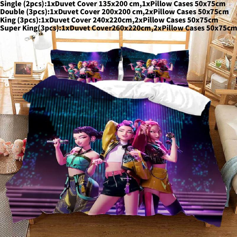 Охотники на демонов K-pop Цифровая печать Пододеяльник Наволочка Комплект Постельное белье для спальни