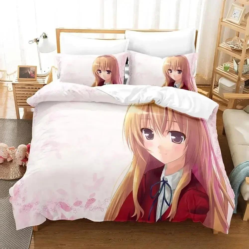 Одеяло Новый Набор Постельного Белья Toradora Мультяшное Аниме Трех peças Набор Взрослый Ребенок Спальня S 3D Кавайи Девочки Постельное Белье Двуспальное