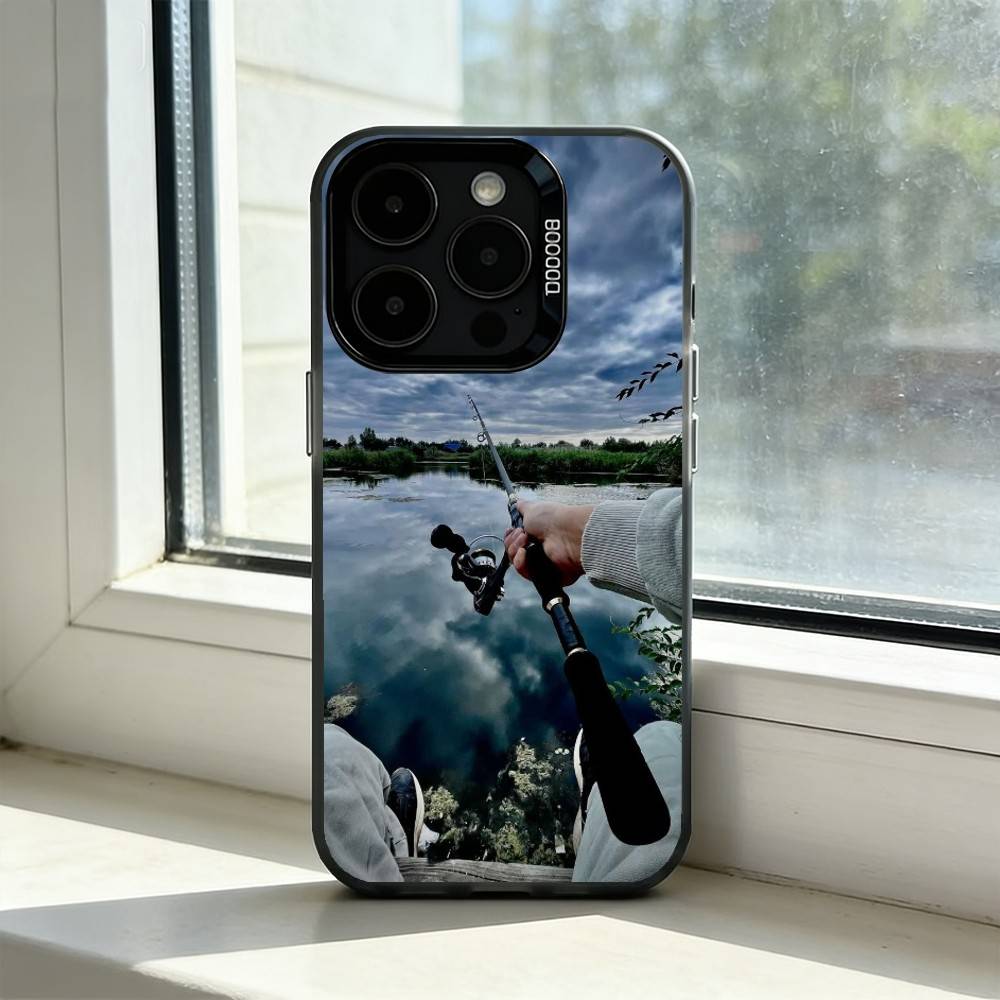 Чехол для телефона с изображением карпа и удочки R-Rod для iPhone 17,16,15,14,13,12,11 Plus,Pro Max,XS,Цветной серебристый внутренний чехол