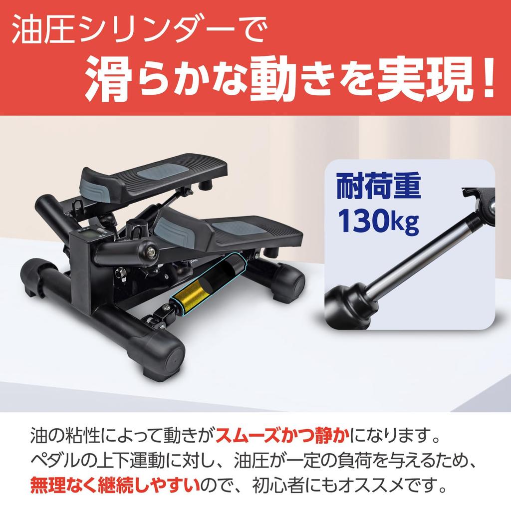 Primasole Fitness Stepper with Digital Quiet and Smooth Hydraulic Black Counter, Cylinder,