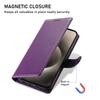 For iPhone 15 Pro Case Litchi Texture Leather Wallet Phone Cover Magnetic Snap