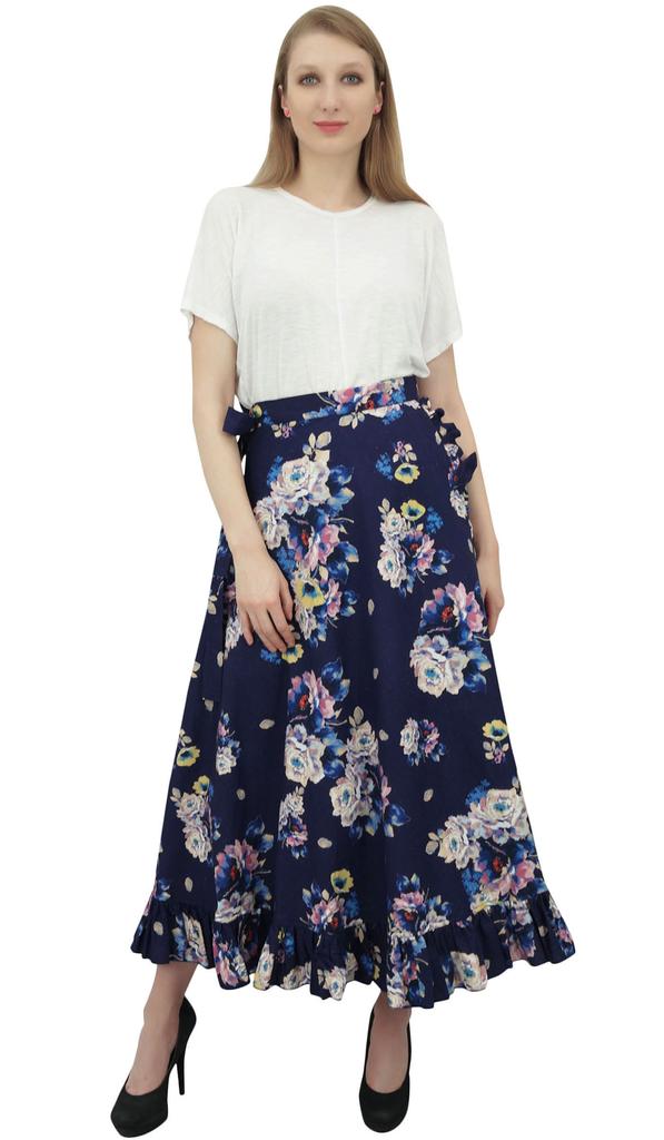 Phagun Женская накидка Magic с цветочным принтом и хлопковым поясом и оборками