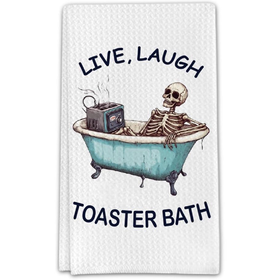 Halloween Gothic Skull Kitchen Towels Gothic Skull Decorative Waffle Weave Kitchen Towels, Hand Tea Towel for Kitchen Bathroom (16×24 Inches)