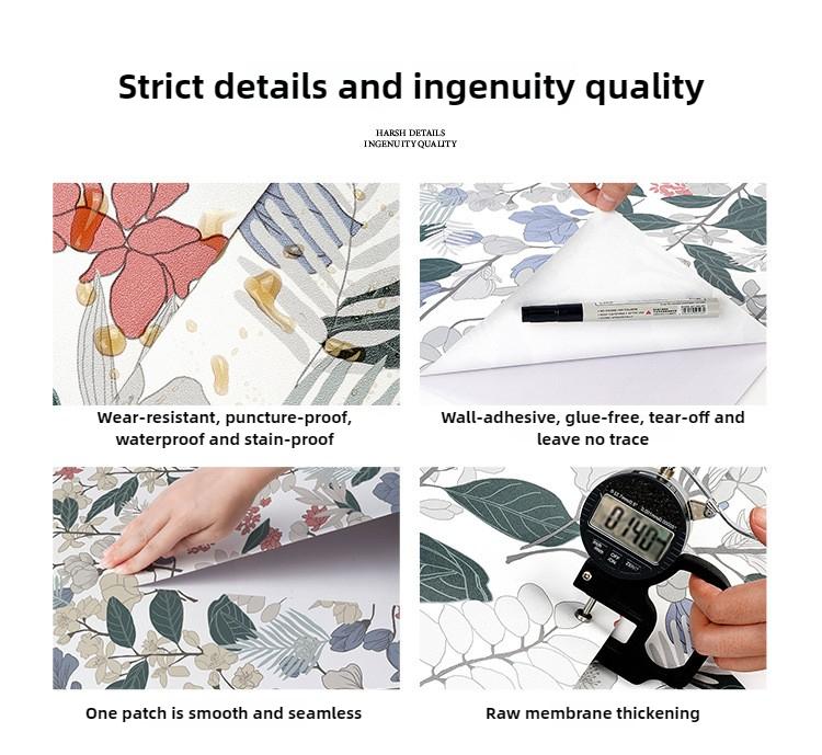 Толстые водонепроницаемые стеновые панели Цветочные ПВХ обои, самоклеящиеся, отклеивающиеся, для акцентной стены в спальне