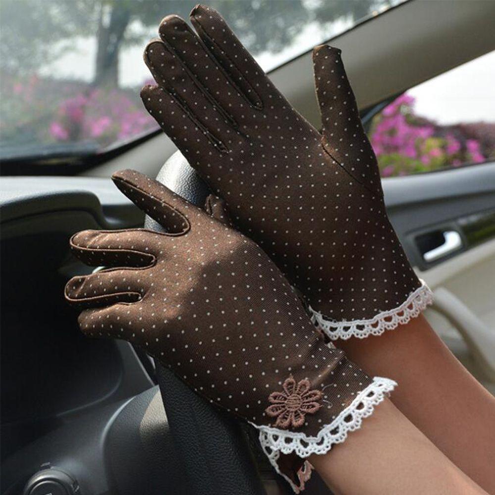 Thin Elastic Breathable Anti-UV Spandex Lace Driving Gloves Sunscreen Women Gloves Dots Gloves