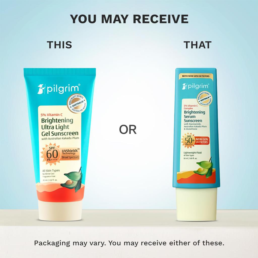 Pilgrim Сыворотка-солнцезащитное средство 5% Витамин С Осветляющая SPF 50+ PA++++ с Глутатионом и Ниацинамидом | Протестировано InVivo | УФ-фильтры нового поколения | Легкая