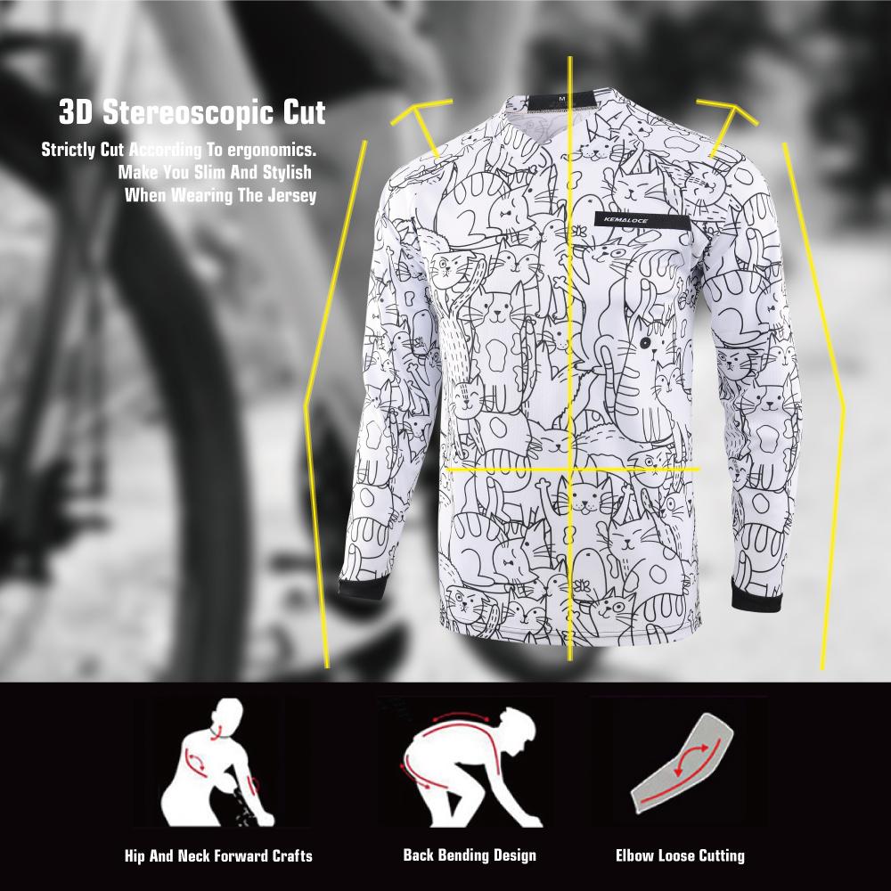 KEMALOCE Мужской MTB Джерси с длинным рукавом унисекс, белые рубашки для мотокросса с героями мультфильмов, летняя одежда для скоростного спуска с мотором