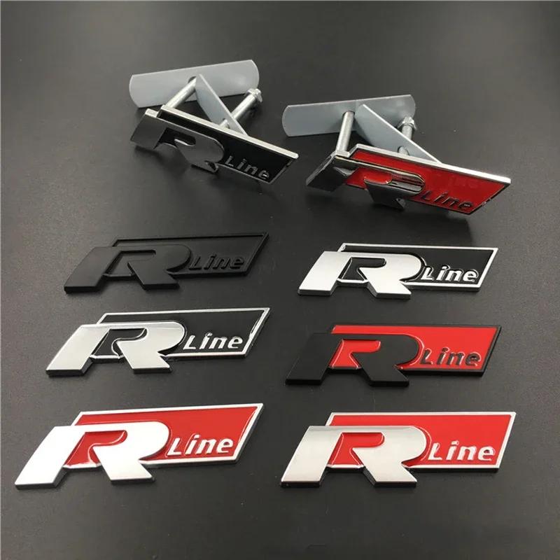 1Pc Metal Rline Emblem Car Front Grille Badge Rear Trunk Sticker for BORA CC GOLF JETTA MK4 PASSAT Polo SR32 Lavida