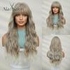 ALAN EATON Белый Оранжевый Розовый Длинные Вьющиеся Парики Синтетический Волнистый Парик с Челкой Ombre Натуральные Ежедневные Волосы для Женщин Термостойкие Волосы