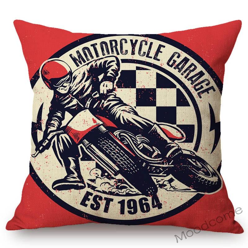 Vintage Motorcycle Club Legendary Rider Letter Print Home Decoration Art Sofa Throw Pillow Case Retro Motorbike Cushion Cover