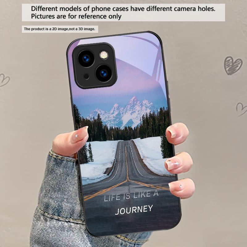 Ледяная поверхность озера Аврора Для iPhone 17 Air 16 E 15 Plus 14 Pro Max 13 12 mini 11 5 6 7 8 Plus XR XS Max SE Черный стеклянный чехол для телефона
