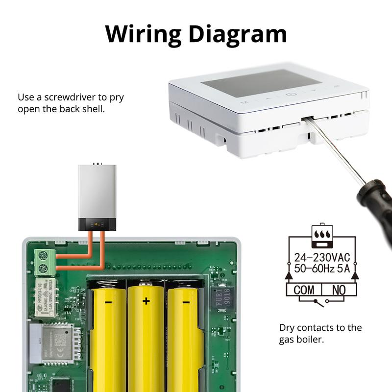 Beok Wifi Tuya Thermostat Battery Powered Smart Home Temperature Controller For Gas Boiler Heating ,Alcie Alexa Google Home
