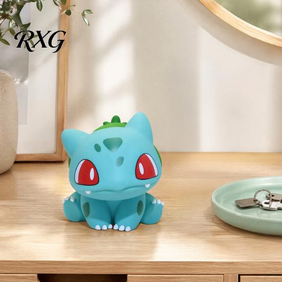 Environmentally Friendly Statue Cute Bulbasaur-Shaped Resin Figurine, Classic Cartoon Collectible with Red Eyes Green Waterproof Outdoor Ornament