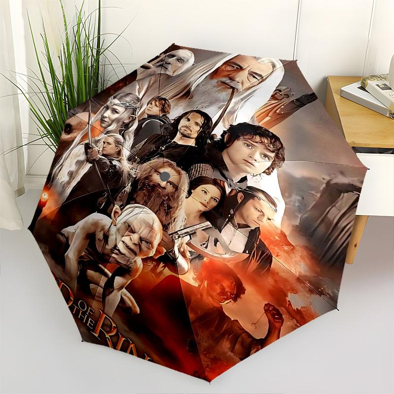 1pc Lord of the Rings Automatic Folding Umbrella - Compact 8-Rib Design, Durable Plastic & Iron1466L