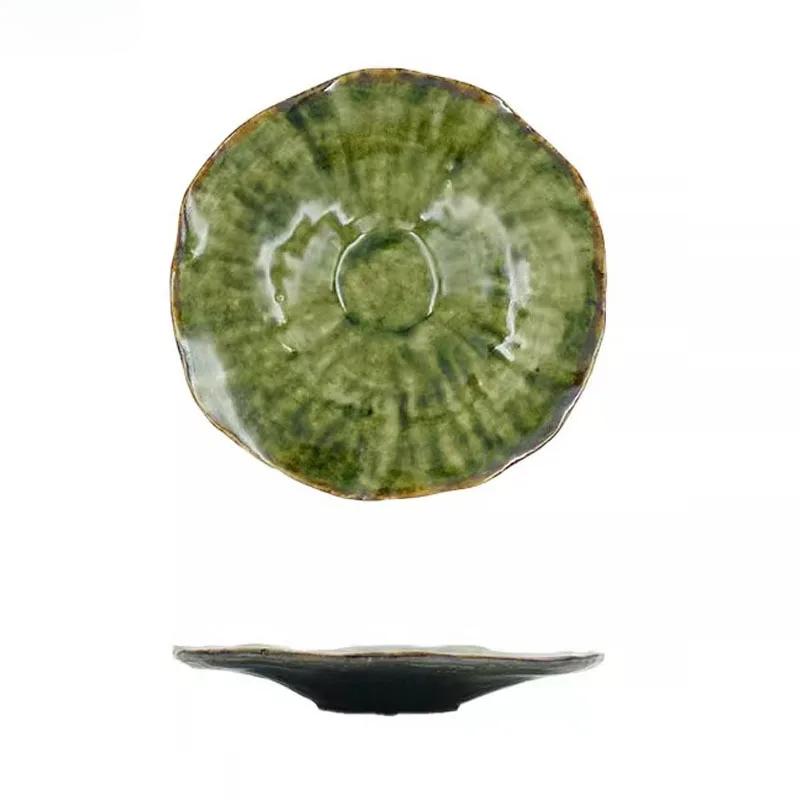 Ретро-неправильная керамическая обеденная тарелка в виде листа лотоса, десертная тарелка, тарелка для фруктового салата, тарелки для пасты, специальная посуда для молекулярной еды