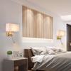 American Style LED Wall-Mounted Bedroom Lamp with Fabric Shade for Reading and Mobile Use