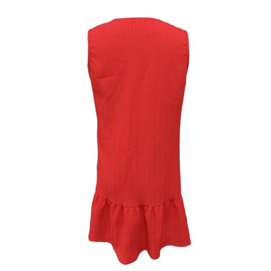 Летнее платье V-образный вырез без рукавов однобортное однотонное мини-платье однотонное свободное