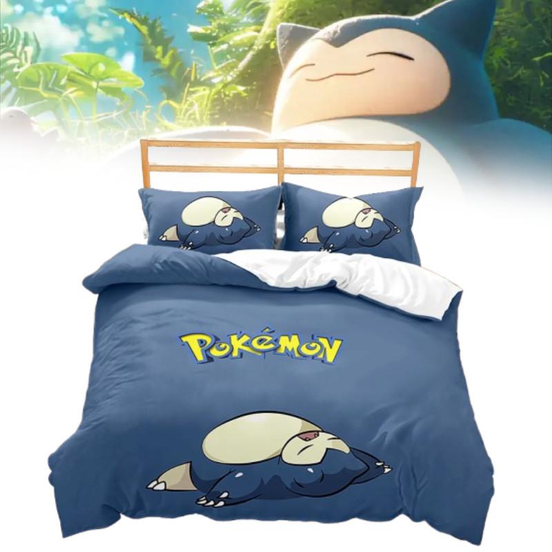 Постельное белье Pokemon Snorlax 3D с цифровой печатью и мультяшным рисунком для детской спальни