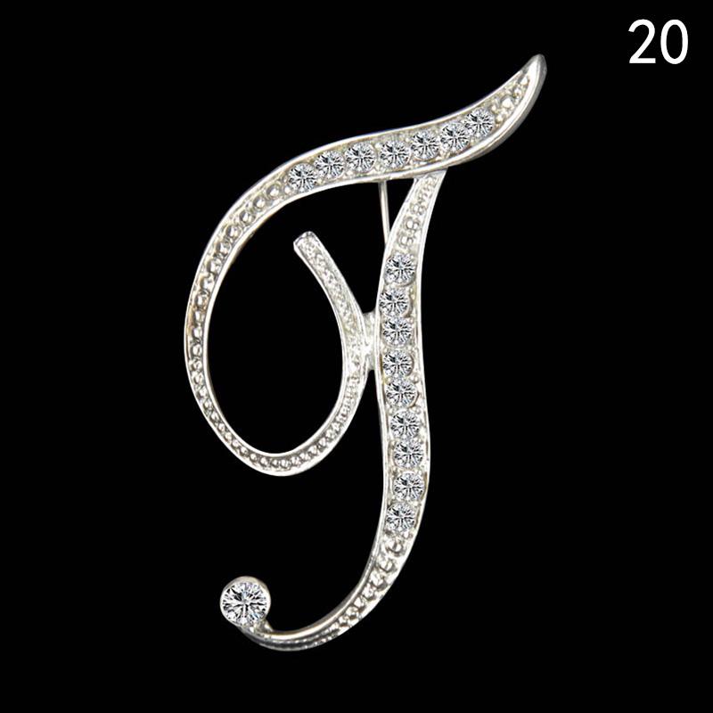 Элегантная брошь с английской буквой алфавита с горным хрусталем