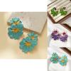 Fashionable Flower And Leaf Earrings With Drip Oil Finish For Trendy Women