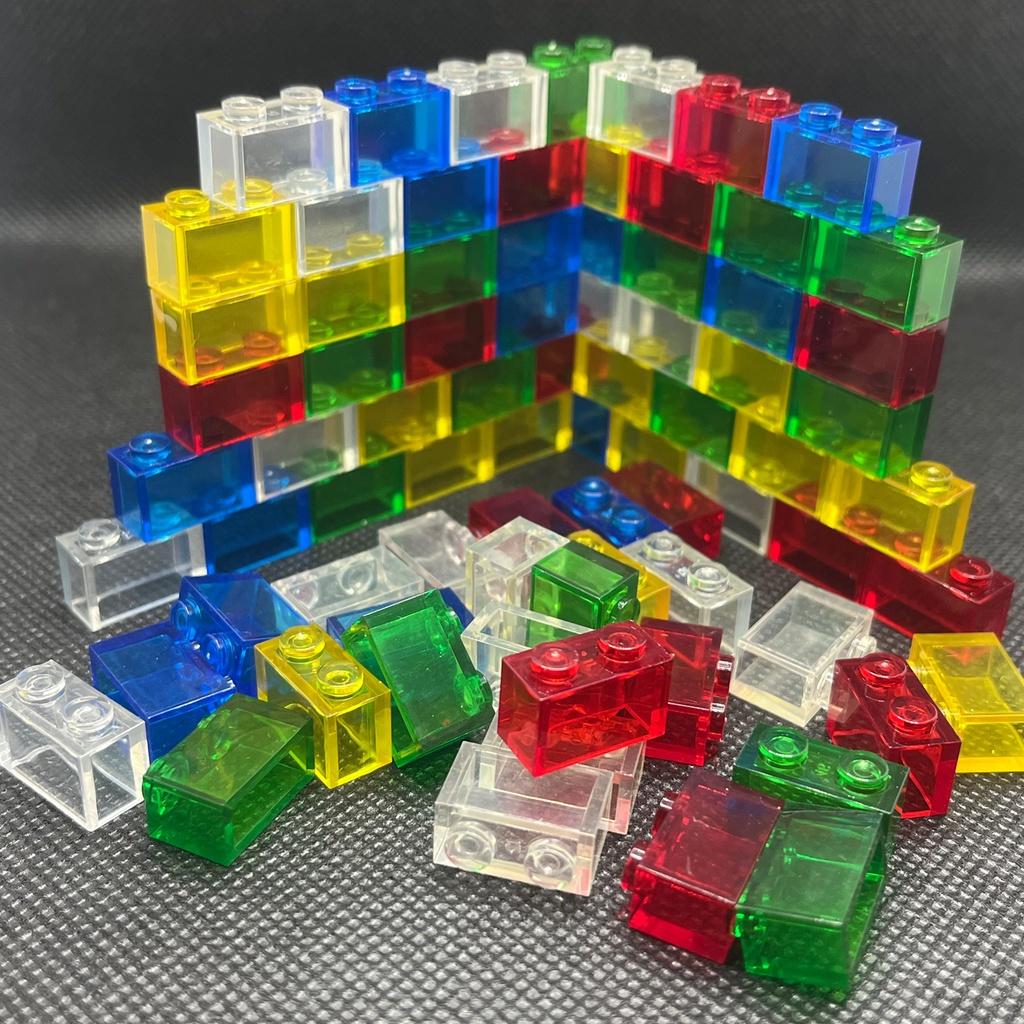 40pcs/Lot Transparent Clear Brick 1x2 Building Block MOC Bricks Parts Toys for Children Compatible with 3004