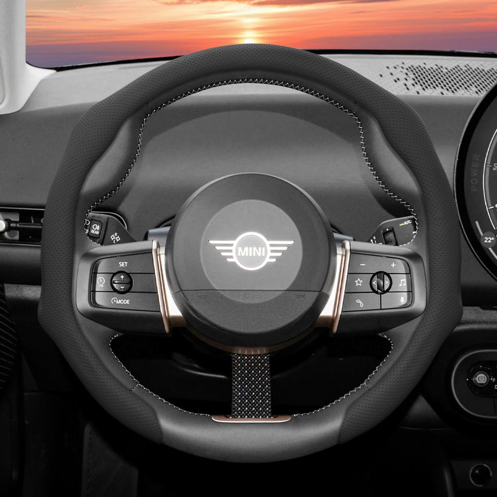Suitable for Mini Perforated Leather Steering Wheel Cover Non-Slip Breathable for Cooper R56 F56