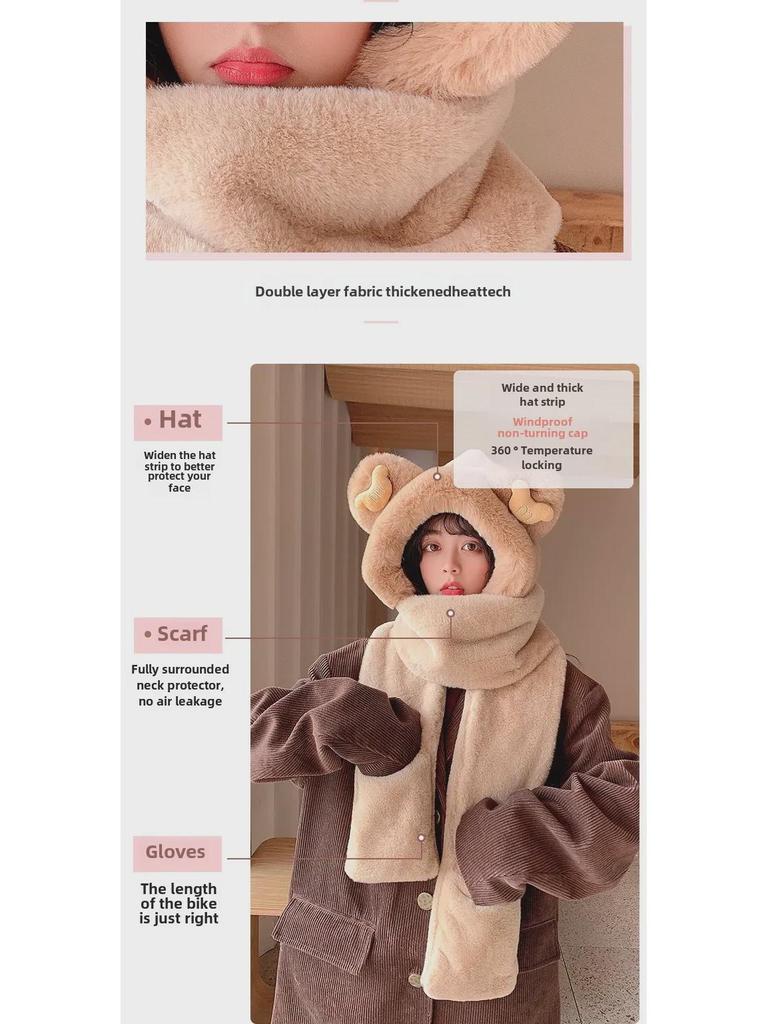 Женский зимний комплект из шапки, шарфа и перчаток Little Bear: Уютное, стильное и теплое плюшевое трио