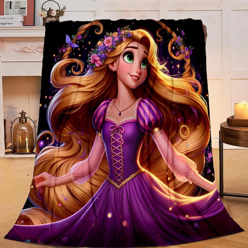 1PC Princess Rapun-zel Flannel Blanket Gift, Suitable for Both Men And Women, Soft Ideal for Beds And Sofa, Birthday Or Christmas Gift