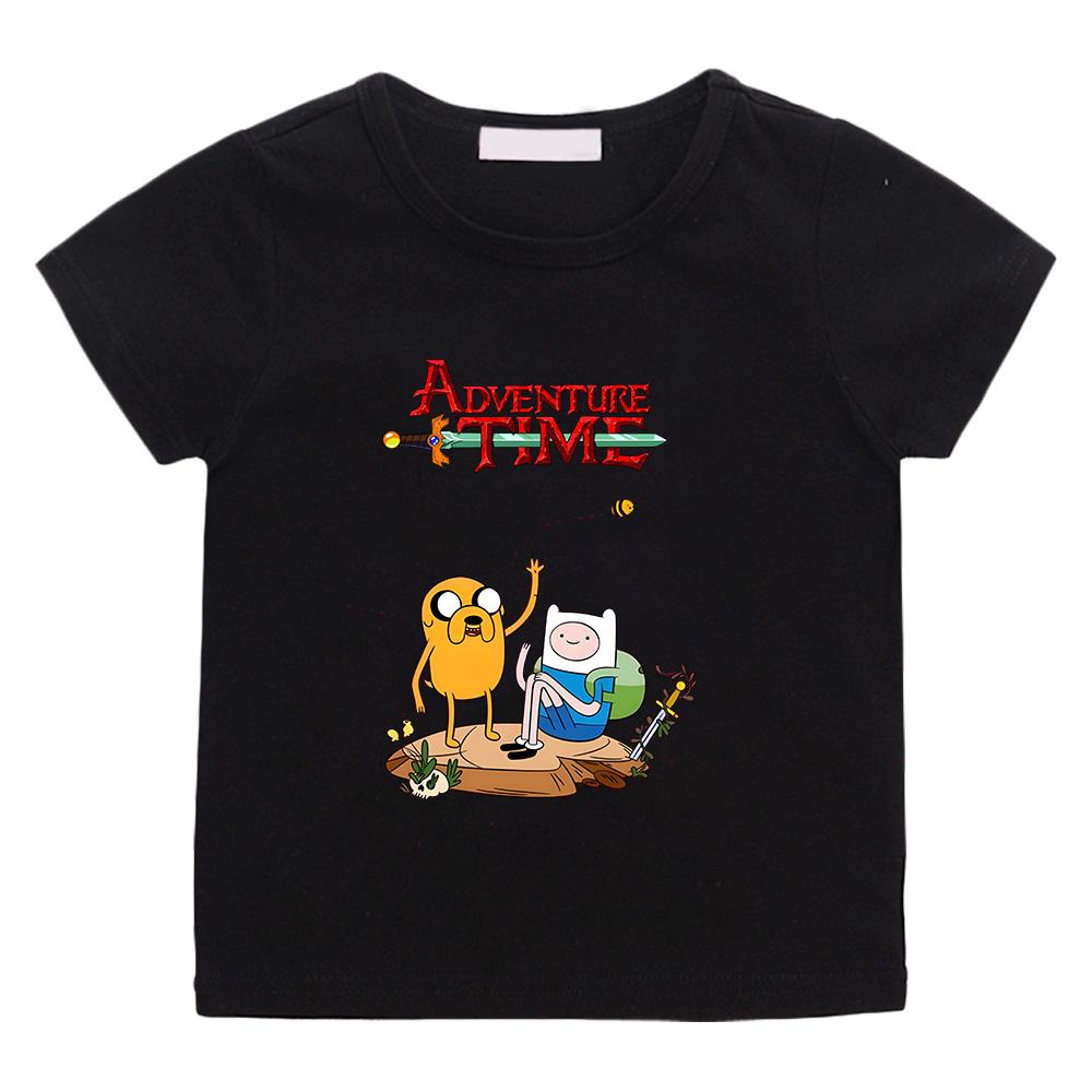 Adventure Time Summer Children's Clothing Cartoon Funnny Tee-shirt High Quality O-neck Tops Kids Short Sleeve Loose Cute Tees 100%Cotton Anime T-shirt