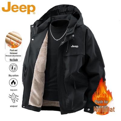 Мужская ветровка с капюшоном на флисовой подкладке