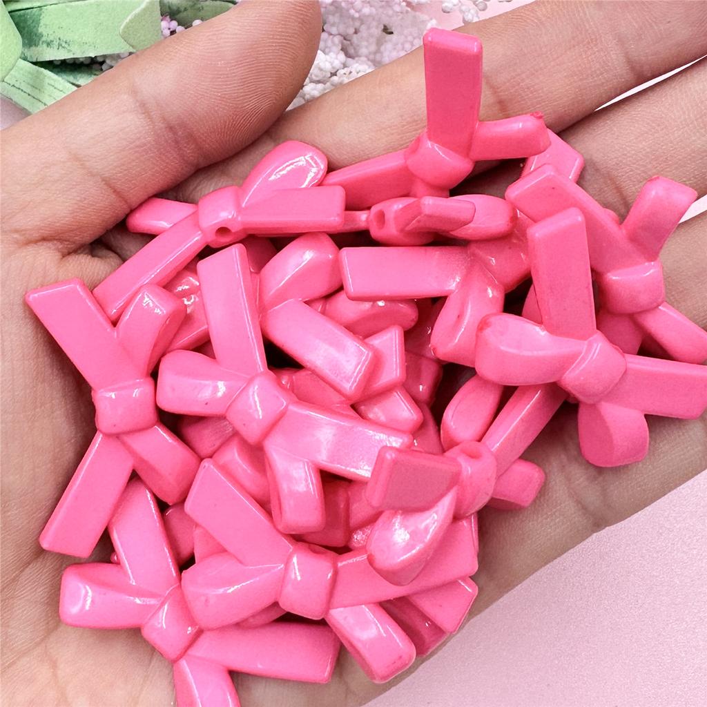 Для изготовления браслетов и ожерелий, модные 50 шт. 20,4*34,2 мм, акриловые ювелирные изделия «сделай сам», аксессуары, свободные бусины, красочные однотонные подвески с бантом