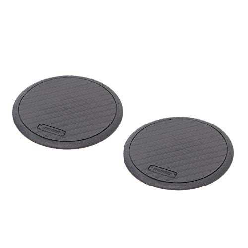 CARMATE Car Non-Slip Coaster for Drink Holders, Round, Carbon Fiber Pattern, 2 Pieces (DZ237)