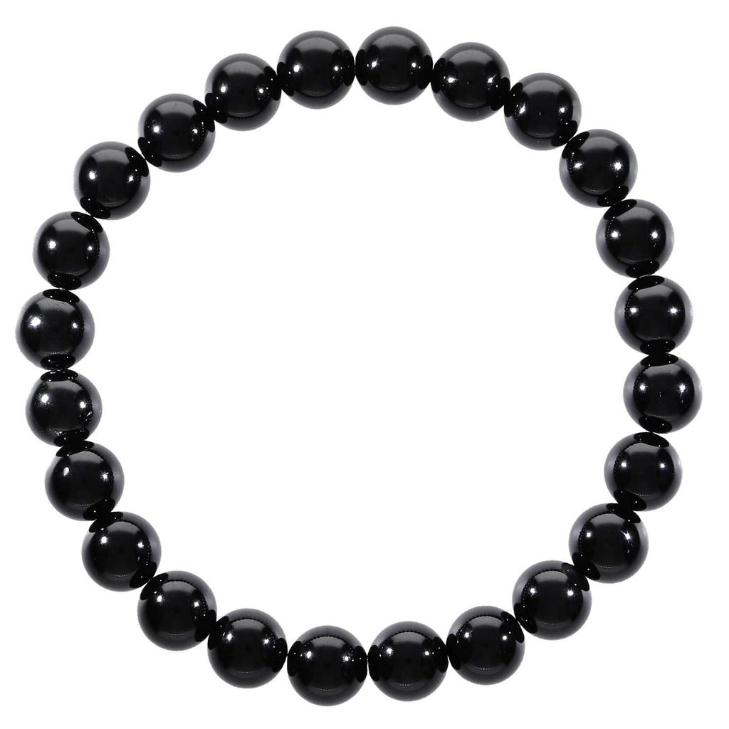 Браслет из черного турмалина с бусиной 8 мм, длина L LL, камень, символизирующий силу октября, простой [Shinjuku Ginnokura] Приблизительно. 18.5cm (Мужской Женский Размер)