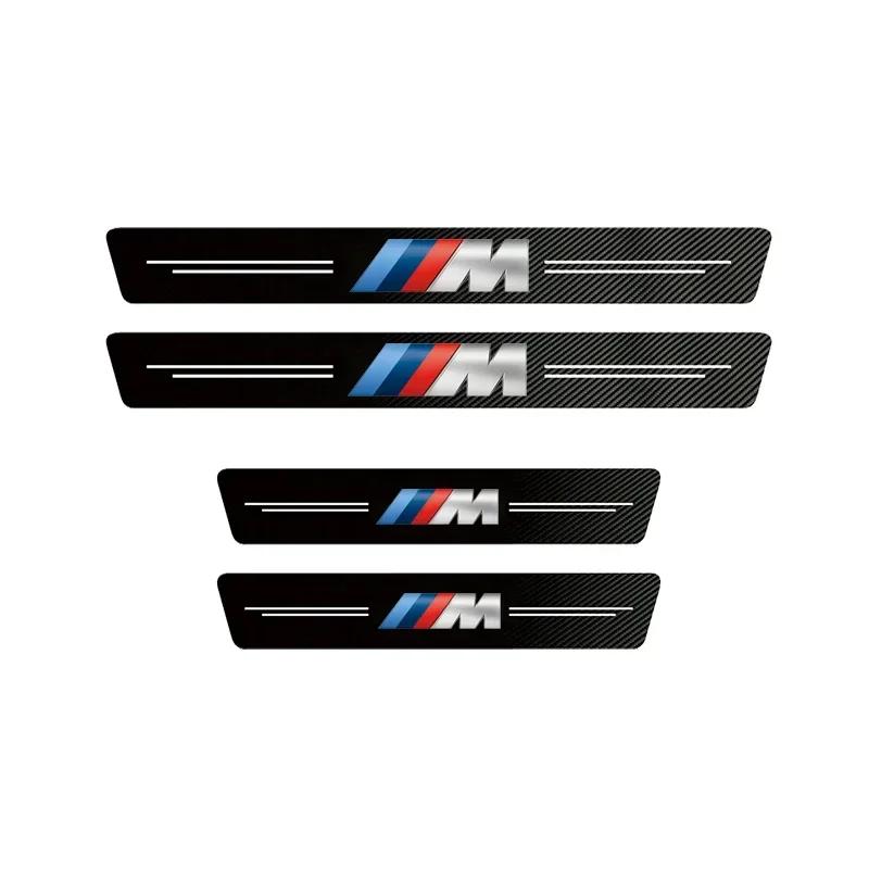 NTED3 Hot 2025 1/4/5Pcs Car Door Sill Scuff Plate Decor Carbon Fiber Stickers For BMW M G11 E48 Series G07 G06 G02 G01 F48 F39 G42 G26