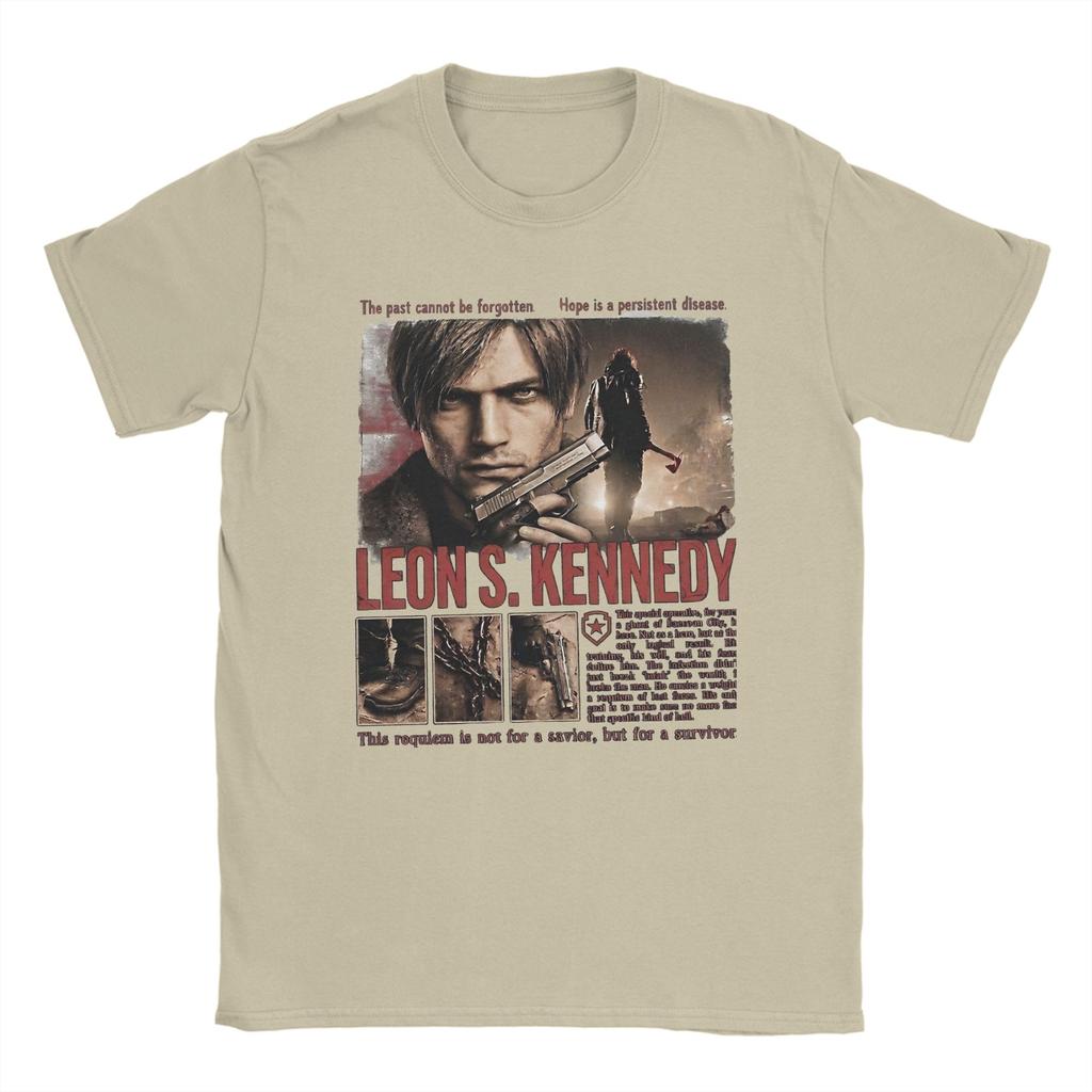 Handsome Unisex Leon Kennedy Gamer Fans Art TShirt Summer Cotton T Shirts For Unisexs Popular Pattern Tee Shirt ShortSleeve