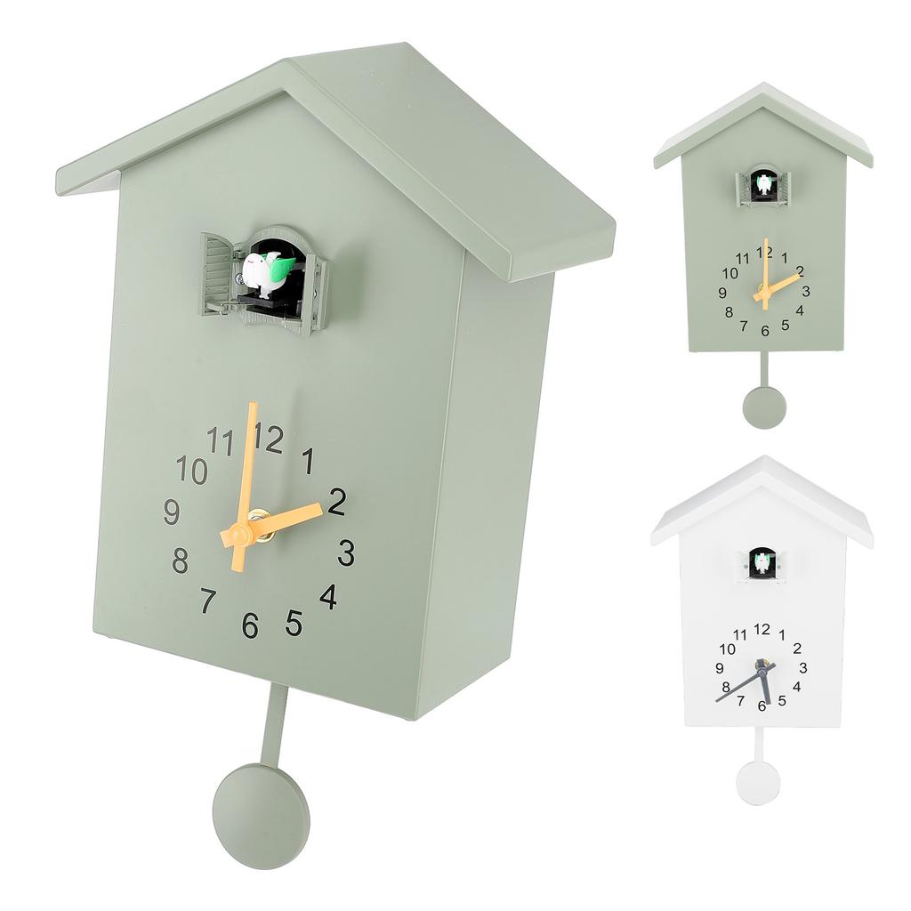 Bird House Wall Clock Bird Voice Call Nordic Bird House Pendulum Wall Hanging Clock for Office