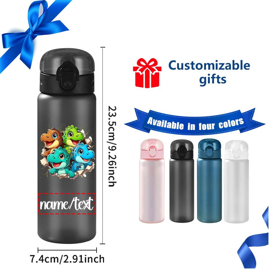 1pc Custom Back to School Brown Green Cyan Blue Dinosaur Pattern 780ml/26oz Plastic Water Bottle Outdoor Travel Sports Cup