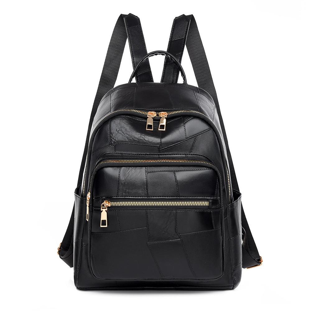 Ielgy Backpack Soft Leather Fashion Simple Waterproof Large Capacity Travel School Bag