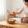 Woven Countertop Basket Stand Long-Lasting Multi-Tier Fruit Basket Tiered Serving Tray Stand Household Storage for Living Room