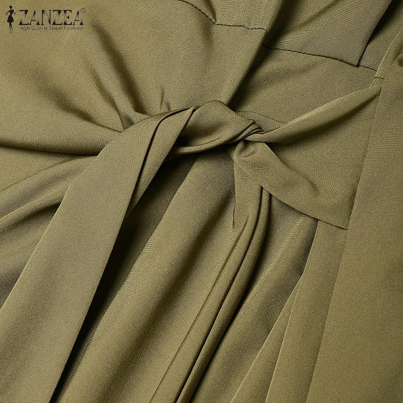 ZANZEA Женское повседневное платье-футляр с круглым вырезом и коротким рукавом