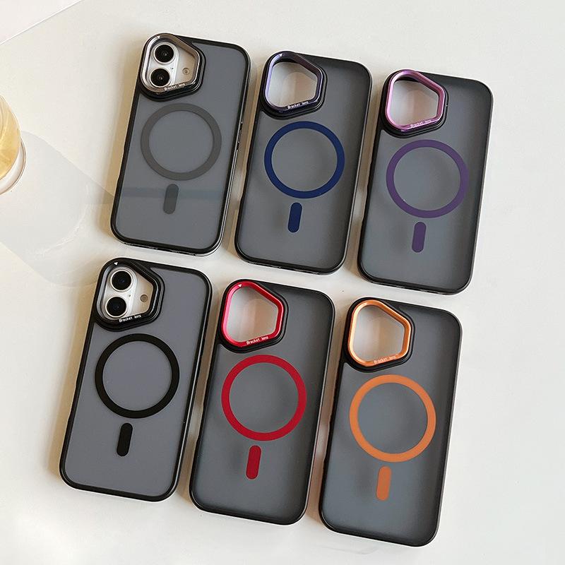 For Apple 16/15/14pm Phone Case Magnetic Metal Lens Frame Bracket Skin Feel for IPhone 17 Phone Case