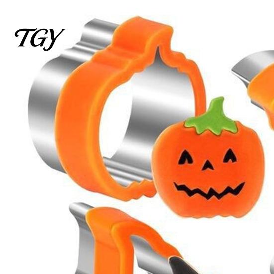 Ghost Pumpkin Bat Baking Tools 10PCS Halloween Cookie Cutter Set, Pumpkin/Witch's Hat/Ghost/Skeleton/Bat Shape, Stainless Cutters Steel Biscuit Molds