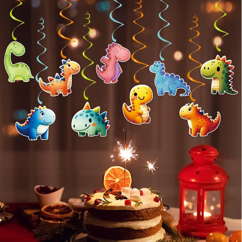 Dinosaur Party Decorations Banner And Spiral Hangings For Childrens Birthday Event