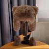 Ladies' Thick Warm Fox Fur-Look Hat with Earmuffs - Windproof & Coldproof Lei Feng Style