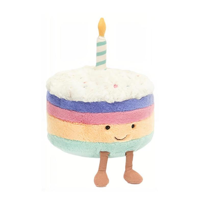 JELLYCAT Fun Food Series Rainbow Birthday Cake Soothing Doll Plush Doll 22cm Tall