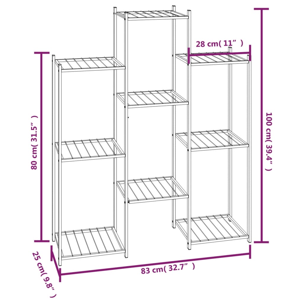 Plant Stand 83 x 25 x 100 cm Black Iron