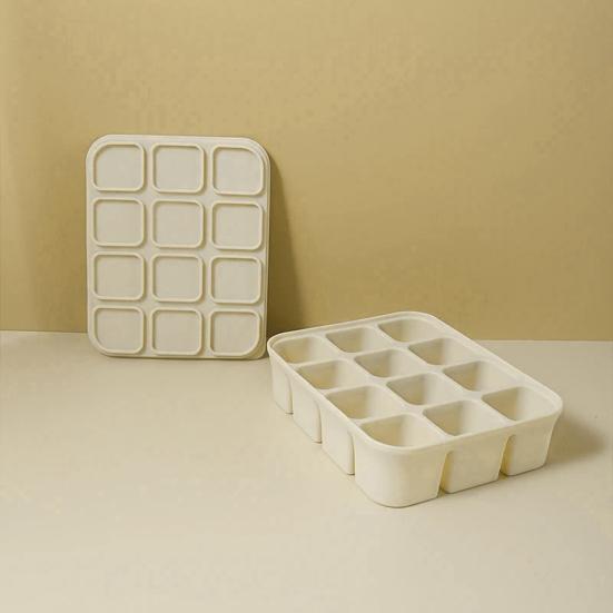 Силиконовый лоток для льда с крышкой, гибкая форма для льда без BPA на 12 кубиков, экономящая место, легко снимаемая, штабелируемая квадратная форма для льда