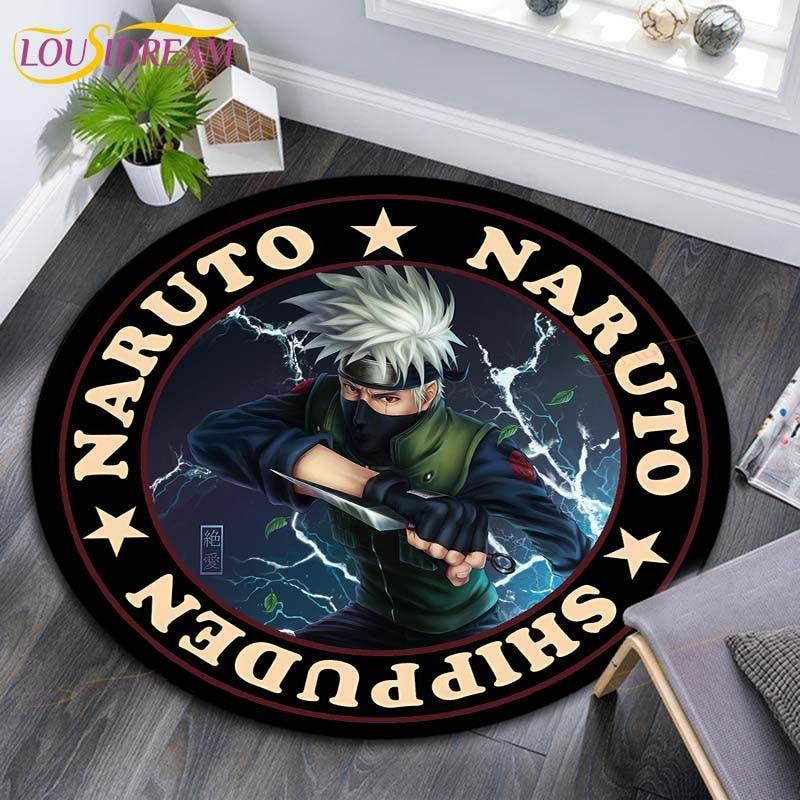 Круглые коврики с рисунком Наруто, геометрические противоскользящие напольные коврики для гостиной, декор для комнаты, домашние коврики, коврик для игр в стиле Наруто, детский коврик